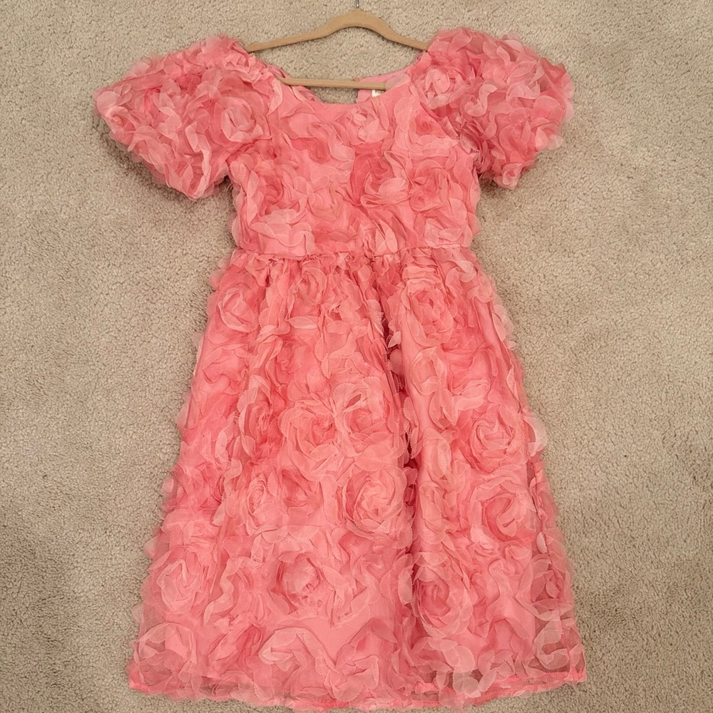 Rosette Floral Kids Dress in Pink Size 12 girls
